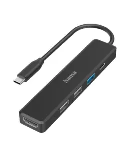 USB-C 5-портов хъб 3х USB-A1x USB-C HDMI4К Черен