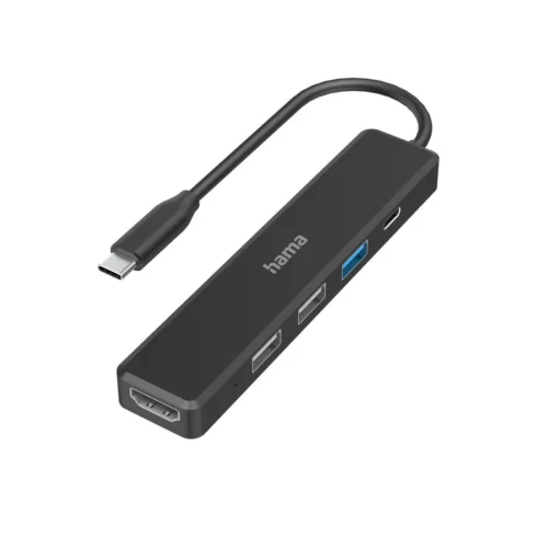 USB-C 5-портов хъб 3х USB-A1x USB-C HDMI4К Черен