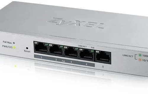 Alternative view of Суич 5-портов ZyXEL GS-1200-5HPV2, Web Managed, Gigabit, PoE