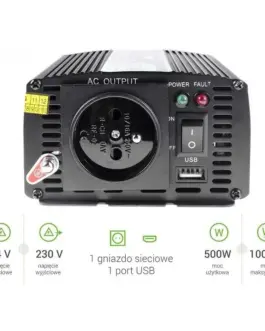 Alternative view of Инвертор GREEN CELL 24V/500W