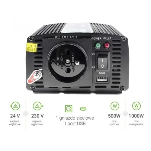 Alternative view of Инвертор GREEN CELL 24V/500W