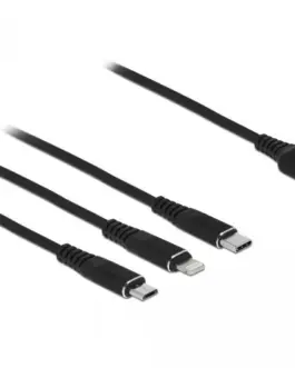 Alternative view of Кабел за зареждане Delock  3 в 1, USB - Lightning Micro USB- USB-C, 1м, Черен
