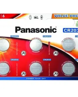 Бутонна батерия литиева PANASONIC CR2032 3V 6 бр. в блистер /цена за 6