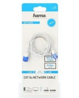 Alternative view of Мрежов кабел HAMA Flexi-Slim, U/UTP CAT 6a, 10 Gbit/s, RJ-45 - RJ45, 1.50 m, Бял