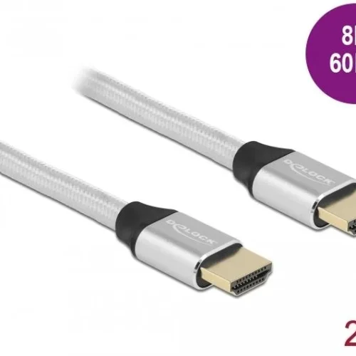 Alternative view of Кабел Delock Ultra High Speed,HDMI мъжко - HDMI мъжко, 48 Gbit/s, 8K 60 Hz, 2 м, Сребрист