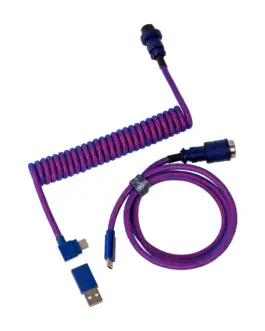 Кабел за клавиатура Keychron Premium Angled Purple Coiled Aviator Custom USB Cable USB-C -