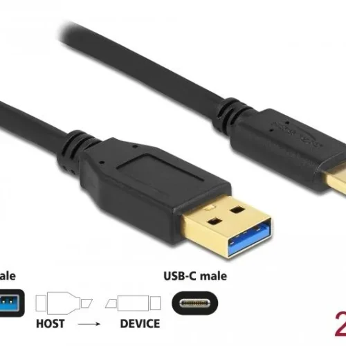 Alternative view of Кабел Delock SuperSpeed, USB-A мъжко - USB-C мъжко, (USB 3.2 Gen 2), 10 Gbps, 2 м