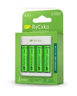 Alternative view of Зарядно GP BATTERIES E411 +  2100mAh AA, За 4 броя, NiMH