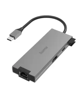 USB-C хъб 5-портов 2 x USB-A 1 x USB-C 1 x HDMI 1х LAN Сив