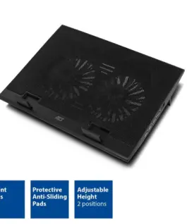 Alternative view of Охладител за лаптоп ACT, До 17", С два вентилатора, USB хъб, Черен