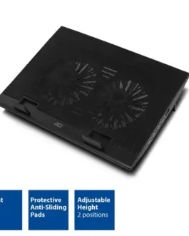Alternative view of Охладител за лаптоп ACT, До 17", С два вентилатора, USB хъб, Черен