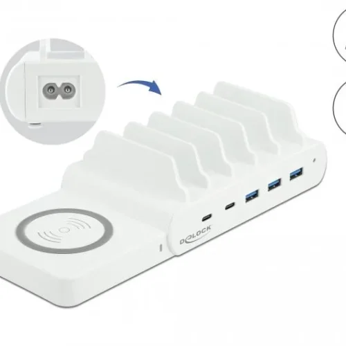 Alternative view of USB и безжично зарядно Delock, 2 x USB-C PD, 3 x USB-A