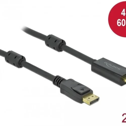 Alternative view of Кабел Delock DisplayPort мъжко - HDMI мъжко, 2 м., 4K 60Hz, Черен