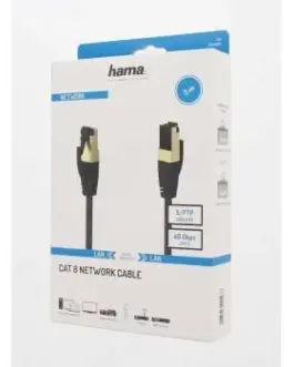 Alternative view of Мрежов пач кабел HAMA S/FTP, CAT 8, RJ-45 - RJ-45, 40Gbit/s, 3.0 m, Halogen-free, Черен
