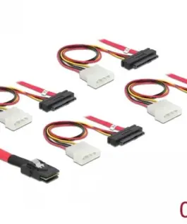 Alternative view of Интерфейсен кабел DeLock, mini SAS SFF-8087 - 4 x SAS SFF-8482 + power, 0.5 m