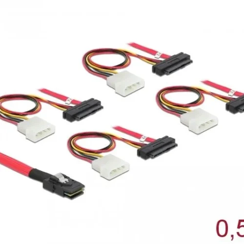 Alternative view of Интерфейсен кабел DeLock, mini SAS SFF-8087 - 4 x SAS SFF-8482 + power, 0.5 m