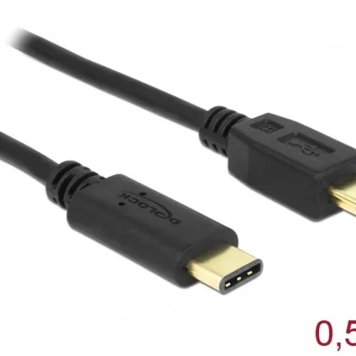 Alternative view of Кабел DeLock, USB-C мъжко - USB-B мъжко, USB 2.0, 0.5 м, Черен