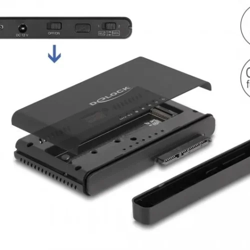 Alternative view of Конвертор Delock, USB-C - 1 x M.2 NVMe SSD + 1 x SATA SSD / HDD, Функция клониране