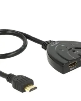 3 портов HDMI суич Delock 18600 4K 50 см. кабел Черен