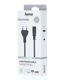 Alternative view of Захранващ кабел HAMA Euro Plug, 2-Pin(IEC C7) женско, 2.5 m, Черен