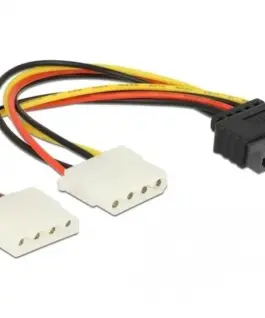 Кабел DeLock Power SATA 15pin към 2x 4pin Molex женско 20cm