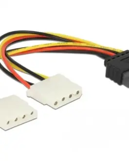 Кабел DeLock Power SATA 15pin към 2x 4pin Molex женско 20cm