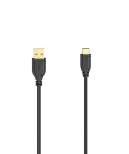 Alternative view of Кабел Hama Flexi-Slim USB-C - USB-A 2.0 мъжко, 0.75м,тънък, позлатен, черен