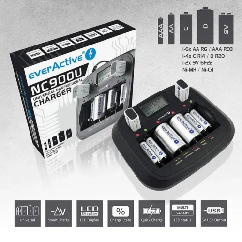 Alternative view of Зарядно у-во Universal Charger  NIMH R6,03,14,20,22 с микропроцесор NC900U  EVERACTIVE