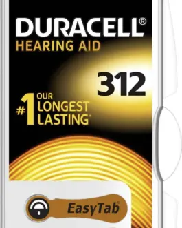 Батерия цинково въздушна DURACELL ZA312 6 бр. бутонни за слухов апарат в