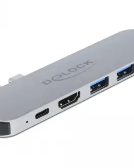 Докинг станция Delock За MacBook HDMI 4K USB-A USB-C PD Сива