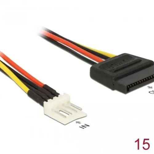 Alternative view of Кабел Delock Power Cable, SATA 15 pin receptacle - 4 pin floppy male, 15 см