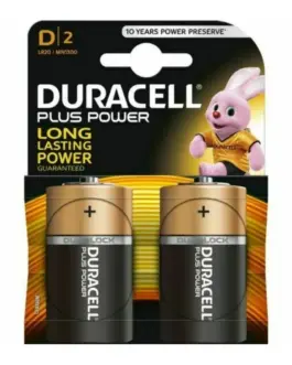 Алкална батерия DURACELL LR20 D PLUS /2 бр. в опаковка/ 1.5V