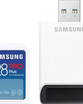 Карта памет Samsung PRO Plus SD Card 128GB USB Четец Бяла