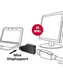 Alternative view of Адаптер Delock, mini DisplayPort 1.2 мъжко - DisplayPort женско, 4K, 90°