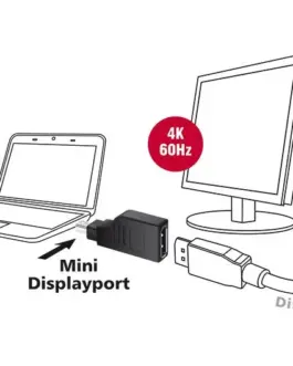 Alternative view of Адаптер Delock, mini DisplayPort 1.2 мъжко - DisplayPort женско, 4K, 90°