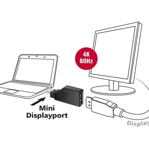 Alternative view of Адаптер Delock, mini DisplayPort 1.2 мъжко - DisplayPort женско, 4K, 90°