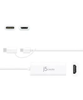 Alternative view of Видео адаптер j5create JUA165C, За андроид, USB-C/USB-B мъжко - HDMI женско, Бял