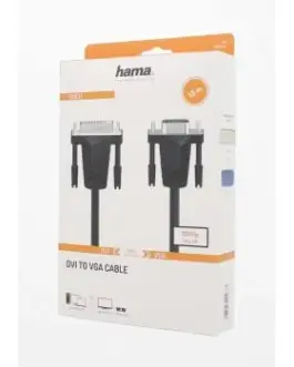 Alternative view of Кабел HAMA 200714, DVI мъжко - VGA мъжко, 1.5 м, Екраниран, 1080p, Черен