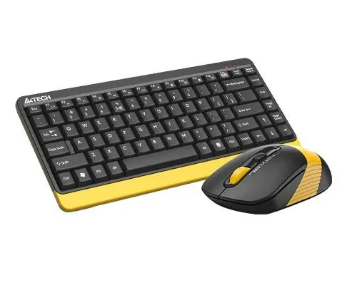 Alternative view of Комплект клавиатура и мишка A4TECH Fstyler FG1110, Безжичен, Черен/Жълт