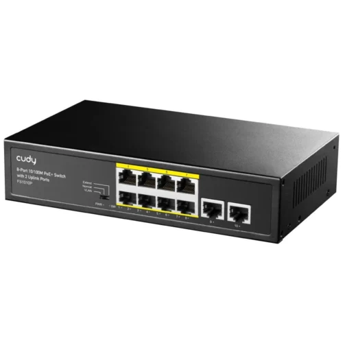 Alternative view of Суич Cudy FS1010P, 8 портов, 10/100, PoE+ Switch 120W, 2 x Uplink порта
