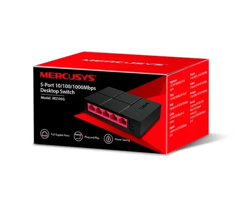 Alternative view of 5-портов настолен комутатор Mercusys MS105G 10/100/1000 Mbps