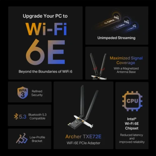 Alternative view of Безжичен PCIe адаптер TP-Link Archer TXE72E AXE5400 Wi-Fi 6E