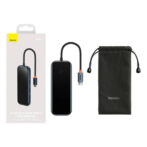 Alternative view of USB хъб Baseus AcmeJoy WKJZ010013 4-портов USB-C към 3xUSB 3.0 + USB-C PD - тъмносив
