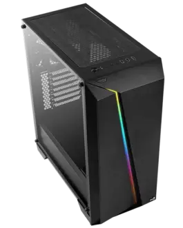 Кутия за настолен компютър Aerocool Cylon Pro RGB прозрачен панел от закалено стъкло CYLON-PRO-G-BK-V2 - черна