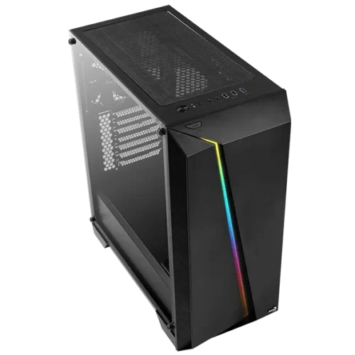 Кутия за настолен компютър Aerocool Cylon Pro RGB прозрачен панел от закалено стъкло CYLON-PRO-G-BK-V2 - черна