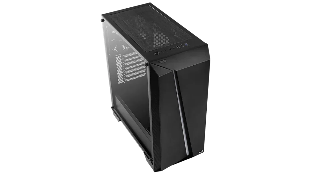 Кутия за настолен компютър Aerocool Cylon Pro RGB прозрачен панел от закалено стъкло CYLON-PRO-G-BK-V2 - черна