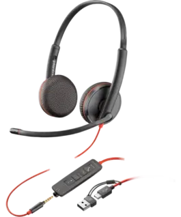 Слушалки HP Poly Blackwire 3225 Стерео USB-C слушалка +35 мм жак +USB-C/A адаптер