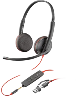 Слушалки HP Poly Blackwire 3225 Стерео USB-C слушалка +35 мм жак +USB-C/A адаптер