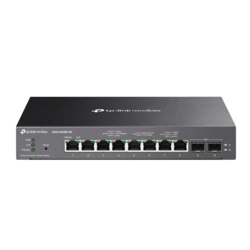 Alternative view of 8-портов 2.5GBASE-T и 2-портов 10GE SFP+ интелигентен комутатор TP-Link Omada SG2210XMP-M2 с 8-портов PoE+
