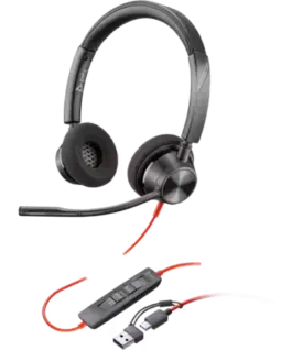 Слушалки HP Poly Blackwire 3320 Stereo Microsoft Teams Certified USB-C +USB-C/A адаптер